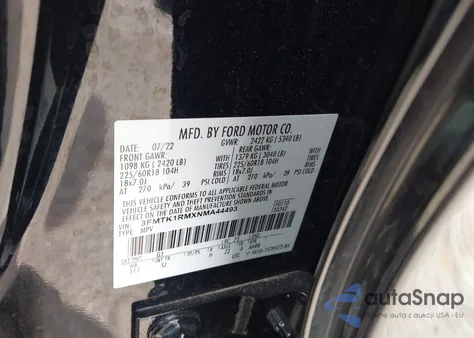 2022 Ford Mustang Mach-E Select из США, поврежденный, VIN 3FMTK1RMXNMA44493